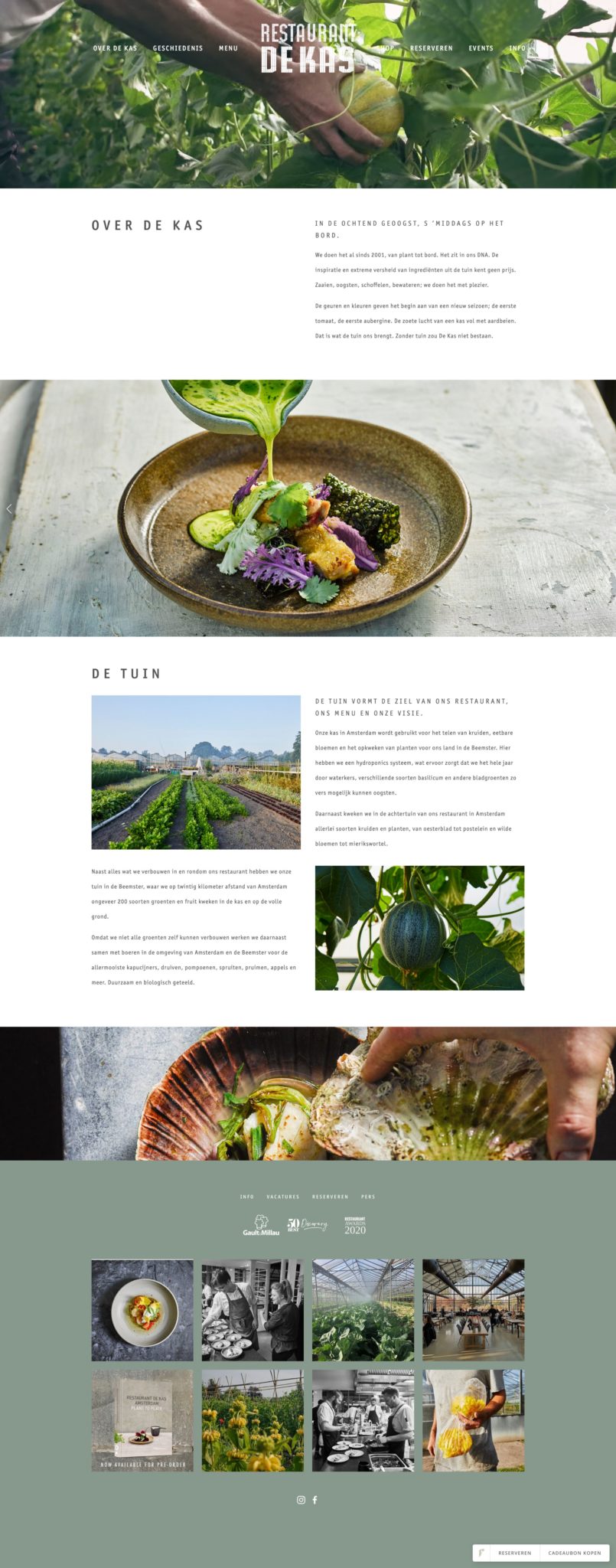 Restaurant De Kas Amsterdam Webdesign Idea July 2020