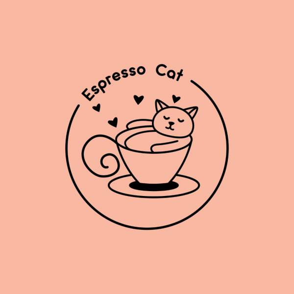 Adorable Coffee Shop Logo - Espresso Cat